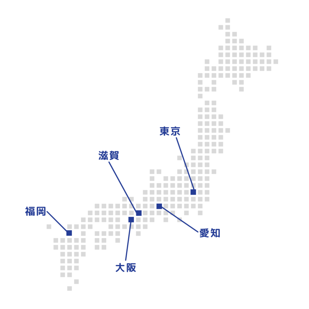 ジムコンの対応可能エリアは東京、愛知、滋賀、大阪、福岡です。